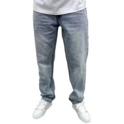 SIARR Essentials Straight Leg Jeans Blue -Creps Lockers siarr essentials straight leg jeans blue model view