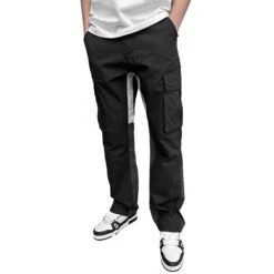 SIARR Flared Black Cargo Pants -Creps Lockers siarr flared black cargo pants model