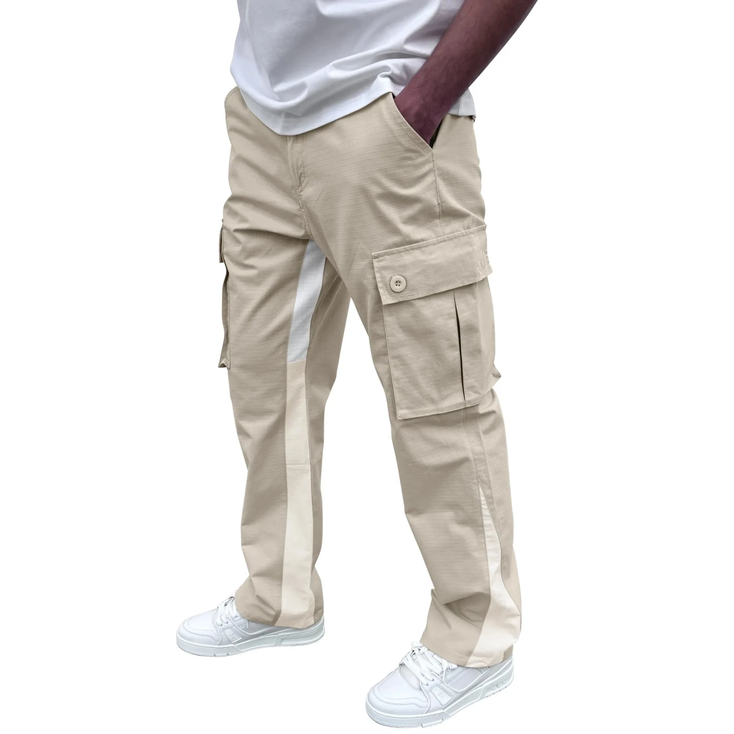 SIARR Flared Cream Cargo Pants 2 SIARR Flared Cream Cargo Pants - Image 2