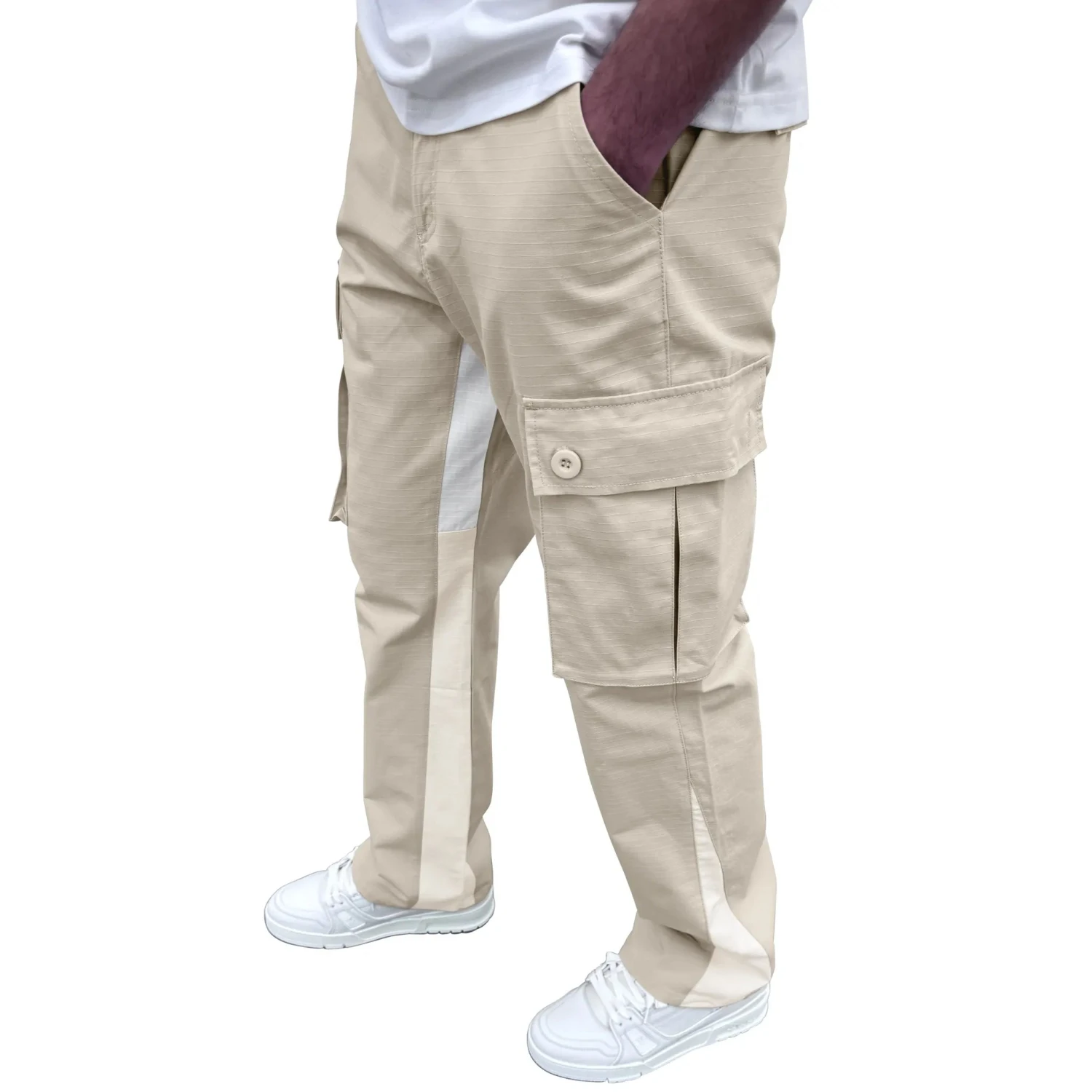 SIARR Flared Cream Cargo Pants 4 SIARR Flared Cream Cargo Pants - Image 4