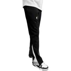 SIARR Flared Joggers Black Paint 13 SIARR Flared Joggers Black Paint -Creps Lockers siarr flared joggers black paint model model front 1