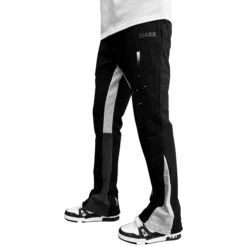 SIARR Flared Joggers Black Paint 11 SIARR Flared Joggers Black Paint -Creps Lockers siarr flared joggers black paint model side 1