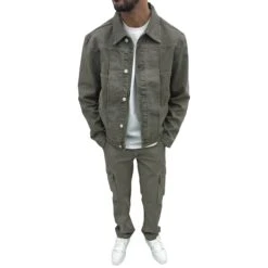 SIARR Green Denim Jacket & Cargo Pants 10 SIARR Green Denim Jacket & Cargo Pants -Creps Lockers siarr green denim jacket model front