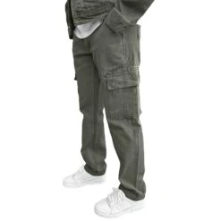 SIARR Green Denim Jacket & Cargo Pants 11 SIARR Green Denim Jacket & Cargo Pants -Creps Lockers siarr green denim jacket model pants side