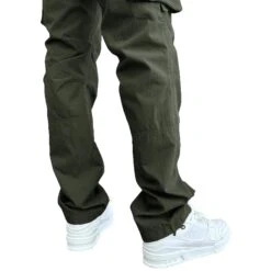 SIARR Military Dark Green Cargo Pants -Creps Lockers siarr military dark green cargo pants detail leg