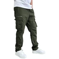 SIARR Military Dark Green Cargo Pants -Creps Lockers siarr military dark green cargo pants model side 2