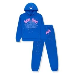 Sp5der Angel Number Blue Hoodie & Sweatpants
