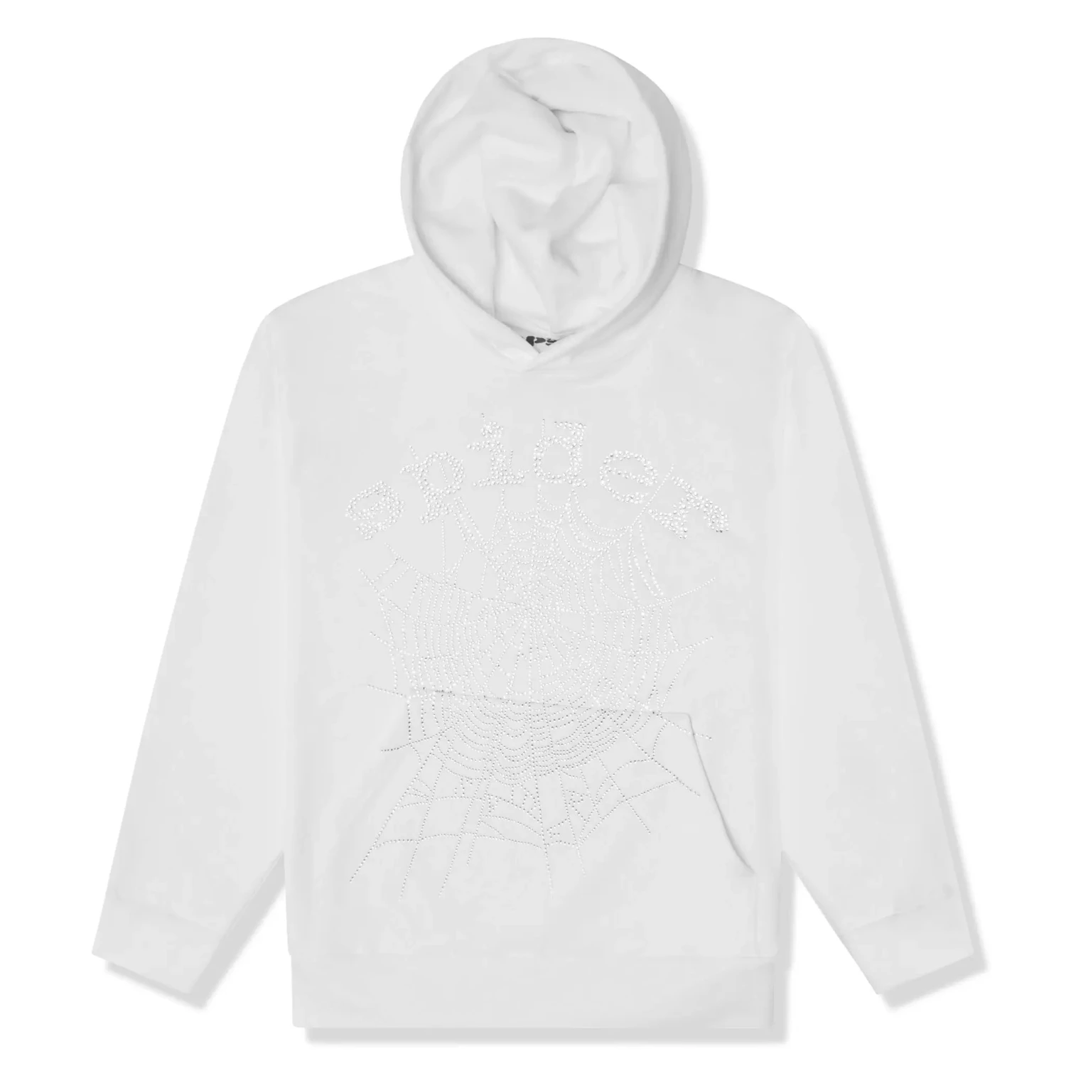 Sp5der OG Rhinestone Logo White Hoodie 1 Sp5der OG Rhinestone Logo White Hoodie