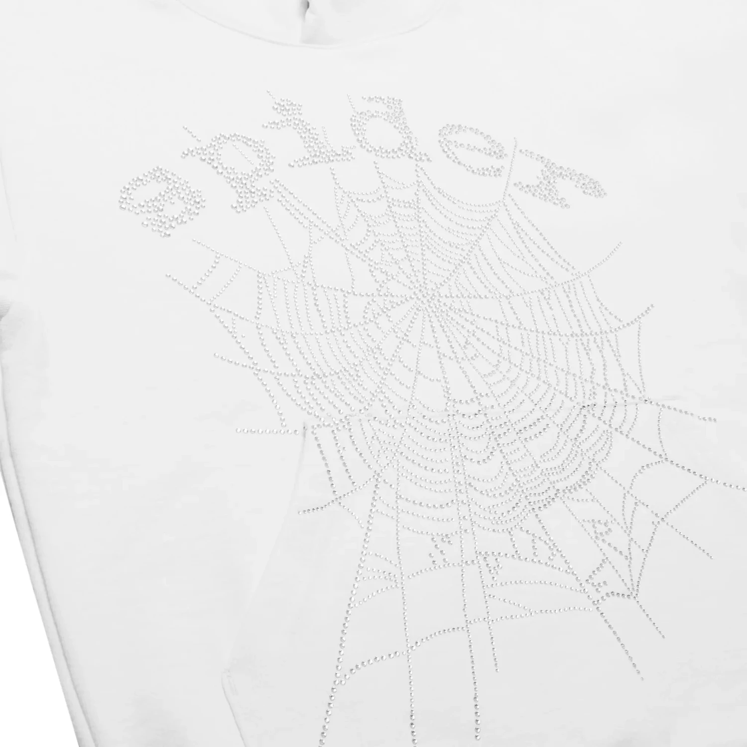 Sp5der OG Rhinestone Logo White Hoodie 3 Sp5der OG Rhinestone Logo White Hoodie - Image 3