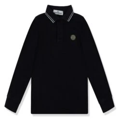 Preloved - Stone Island Junior Logo Compass Patch Navy Polo Shirt