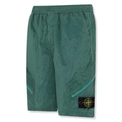 Stone Island Nylon Metal Dark Green Shorts -Creps Lockers stone island nylon metal dark green shorts front side