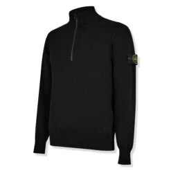 Stone Island Quarter Zip Black Knit Sweatshirt -Creps Lockers stone island quarter zip black knit sweatshirt k1s156100619s0051 side