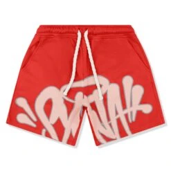 Syna World Logo Red T-Shirt & Shorts -Creps Lockers syna world logo red t shirt shorts syna tee red front shorts front