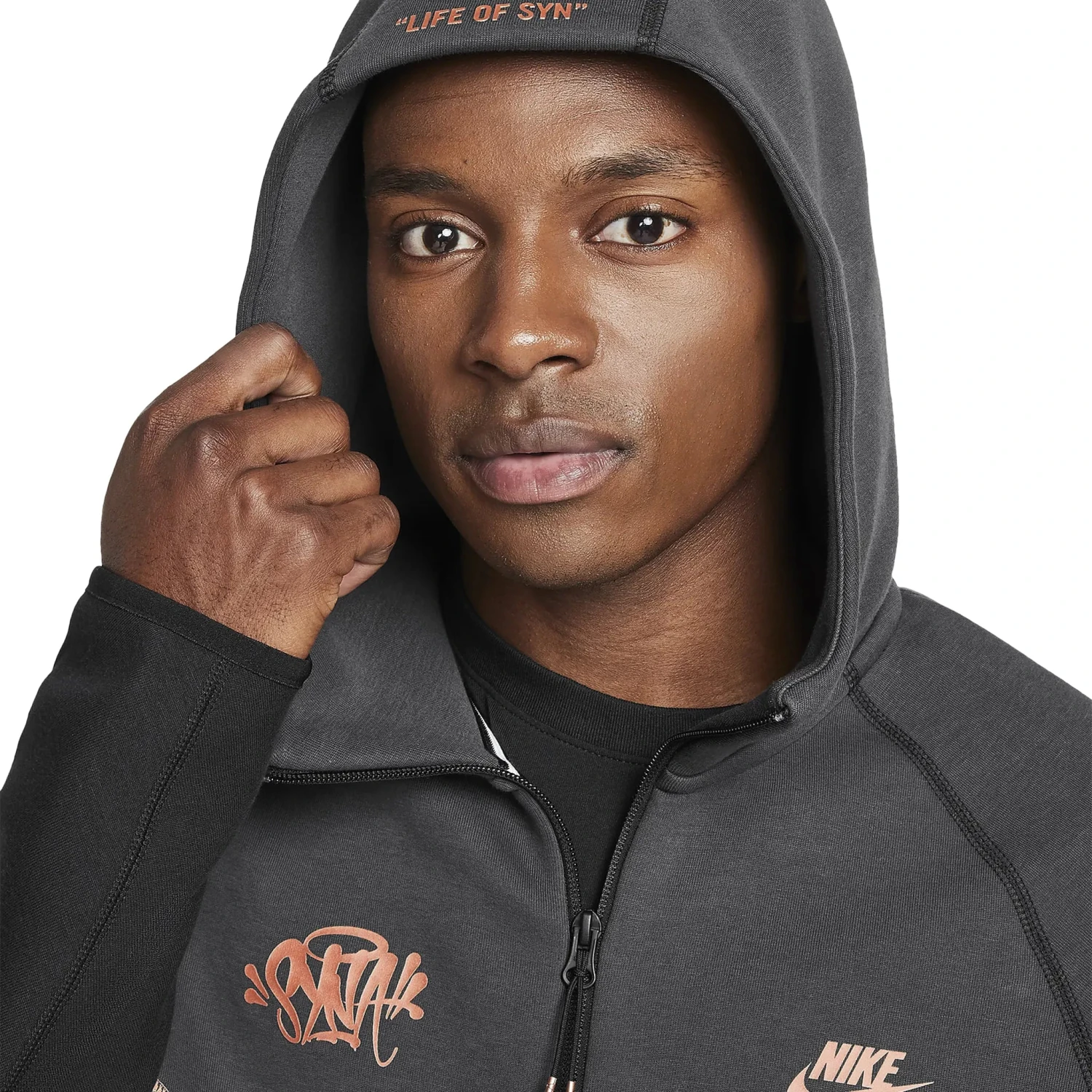 Syna World X Nike Central Cee Tech Fleece Black Hoodie 6 Syna World X Nike Central Cee Tech Fleece Black Hoodie - Image 6