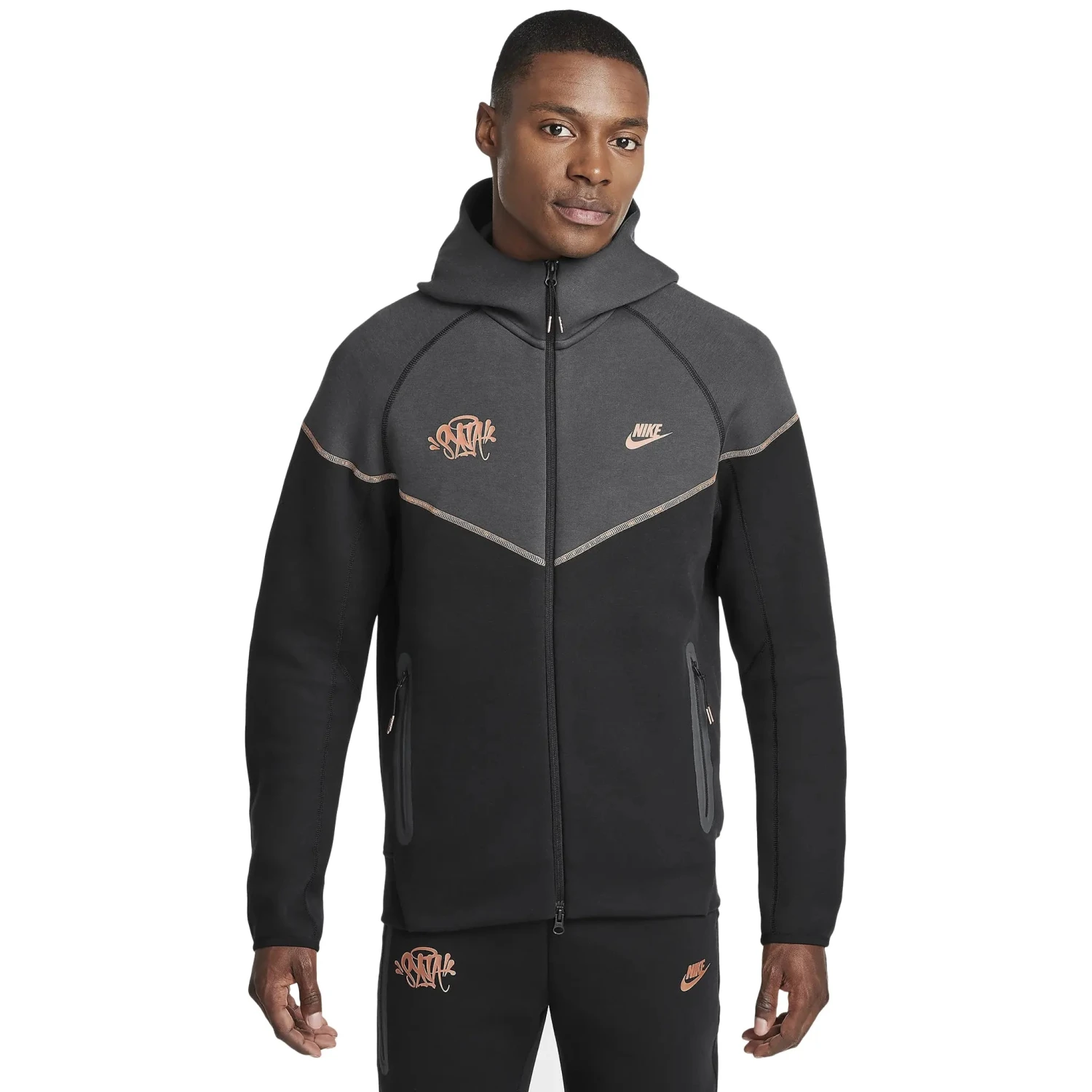 Syna World X Nike Central Cee Tech Fleece Black Hoodie 3 Syna World X Nike Central Cee Tech Fleece Black Hoodie - Image 3