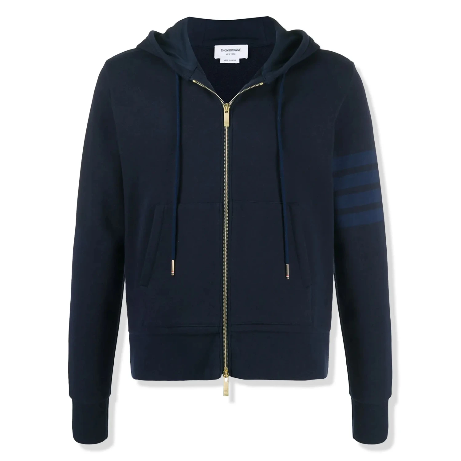 Thom Browne Classic Loopback 4-Bar Tonal Full Zip Blue Hoodie 1 Thom Browne Classic Loopback 4-Bar Tonal Full Zip Blue Hoodie