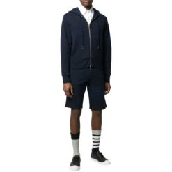 Thom Browne Classic Loopback 4-Bar Tonal Full Zip Blue Hoodie 7 Thom Browne Classic Loopback 4-Bar Tonal Full Zip Blue Hoodie -Creps Lockers thom browne classic loopback 4 bar tonal full zip blue hoodie mjt249a 06910 415 model