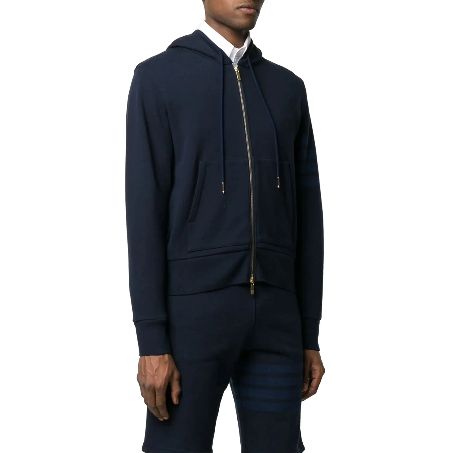 Thom Browne Classic Loopback 4-Bar Tonal Full Zip Blue Hoodie 3 Thom Browne Classic Loopback 4-Bar Tonal Full Zip Blue Hoodie - Image 3