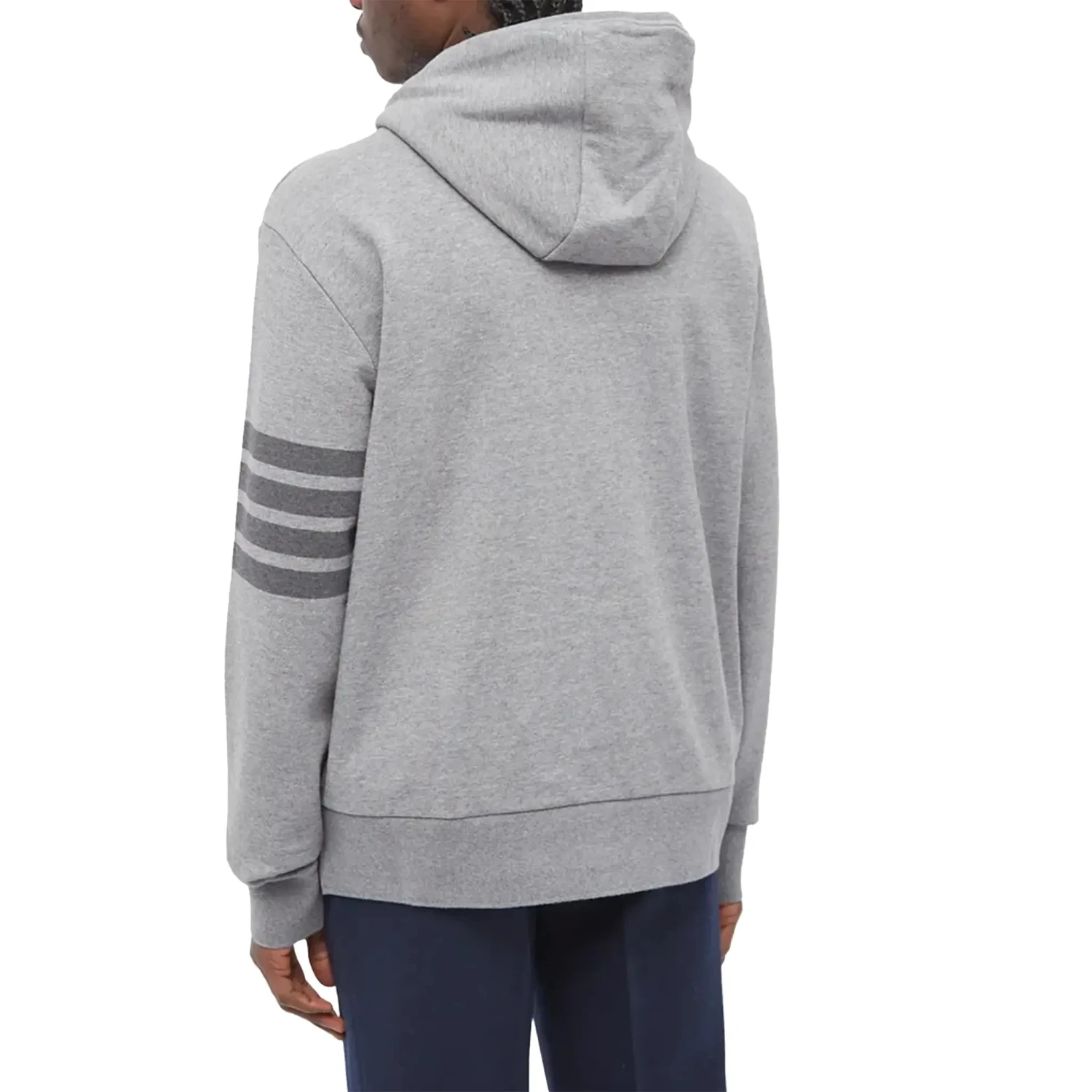 Thom Browne Classic Loopback 4-Bar Tonal Full Zip Medium Grey Hoodie 2 Thom Browne Classic Loopback 4-Bar Tonal Full Zip Medium Grey Hoodie - Image 2