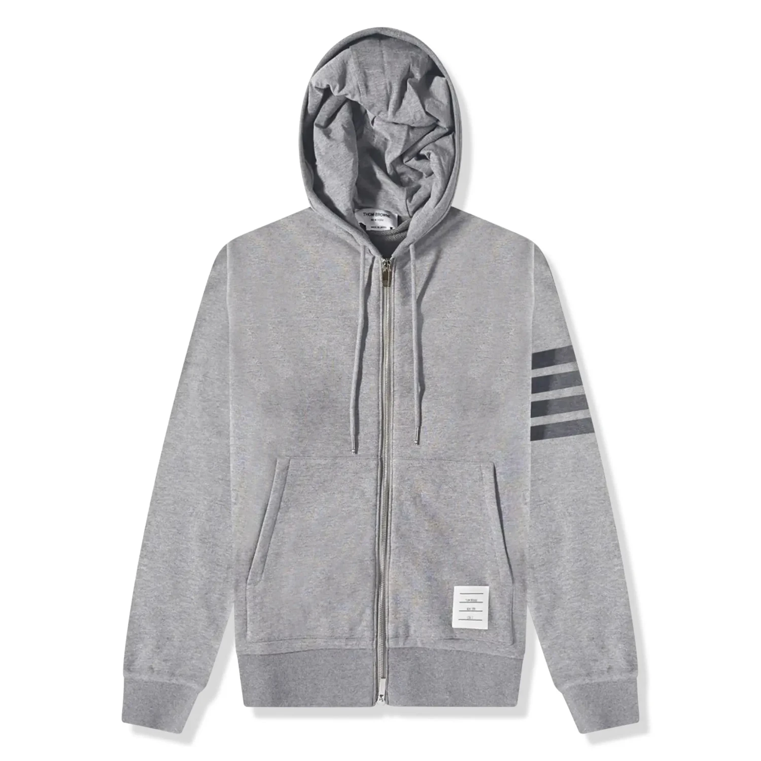 Thom Browne Classic Loopback 4-Bar Tonal Full Zip Medium Grey Hoodie 1 Thom Browne Classic Loopback 4-Bar Tonal Full Zip Medium Grey Hoodie