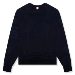 Thom Browne Classic Loopback 4-Bar Tonal Relaxed Navy Blue Sweatshirt 10 Thom Browne Classic Loopback 4-Bar Tonal Relaxed Navy Blue Sweatshirt -Creps Lockers thom browne classic loopback 4 bar tonal relaxed navy blue sweatshirt mjt248a 06910 415 back view