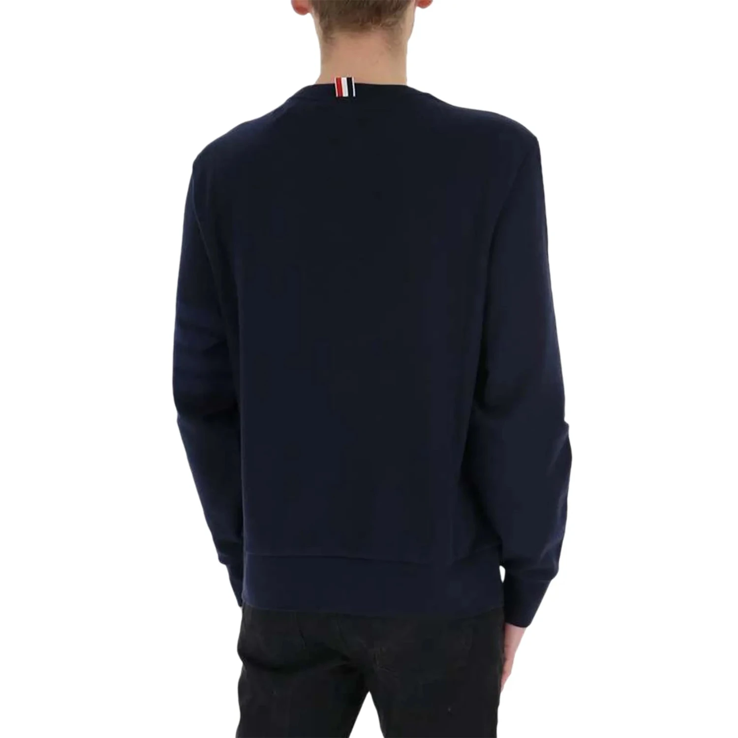 Thom Browne Classic Loopback 4-Bar Tonal Relaxed Navy Blue Sweatshirt 2 Thom Browne Classic Loopback 4-Bar Tonal Relaxed Navy Blue Sweatshirt - Image 2