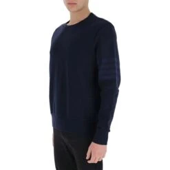 Thom Browne Classic Loopback 4-Bar Tonal Relaxed Navy Blue Sweatshirt 9 Thom Browne Classic Loopback 4-Bar Tonal Relaxed Navy Blue Sweatshirt -Creps Lockers thom browne classic loopback 4 bar tonal relaxed navy blue sweatshirt mjt248a 06910 415 side