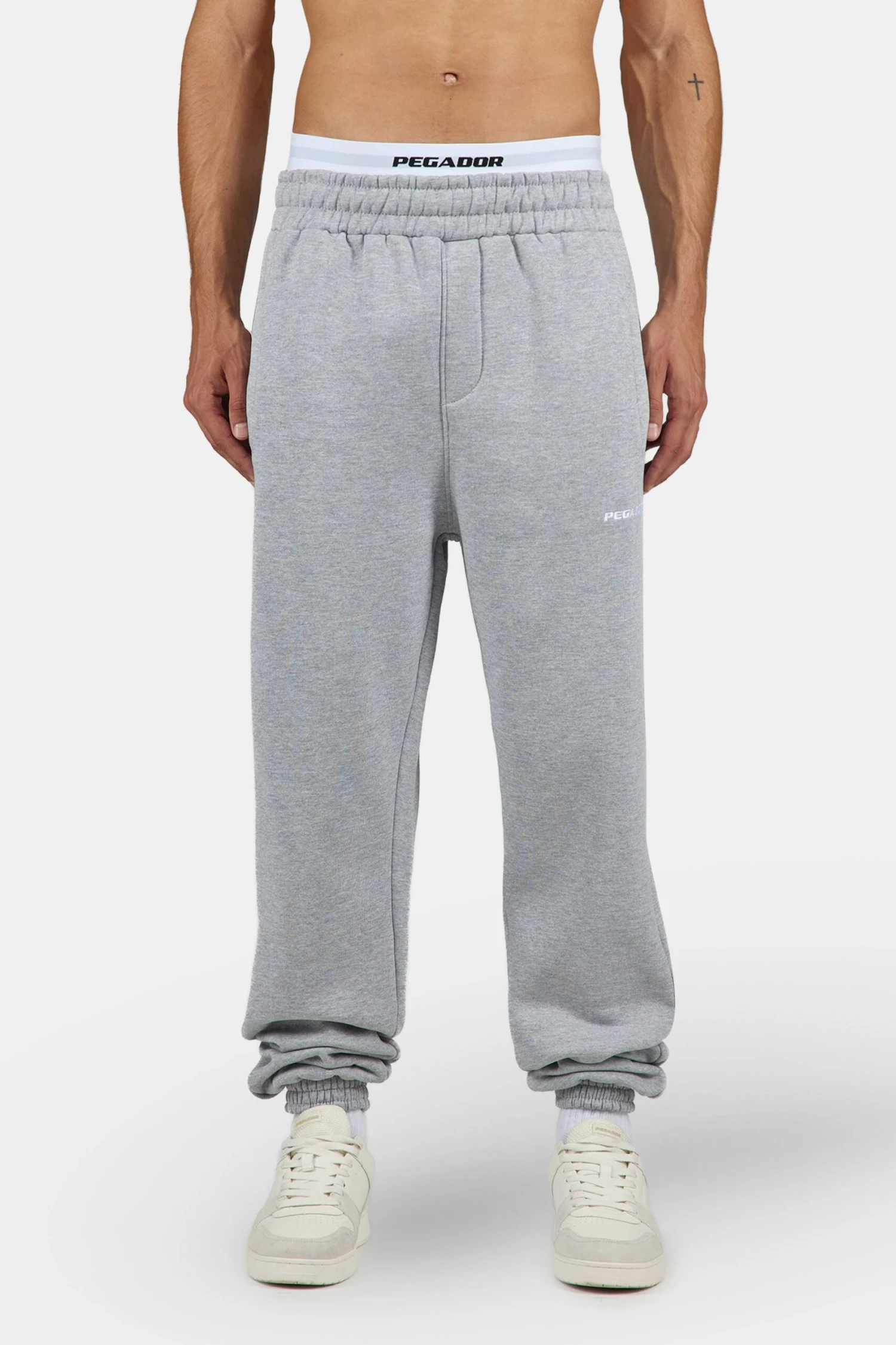 Logo Heavy Sweat Jogger Heather Grey White 1 Logo Heavy Sweat Jogger Heather Grey White