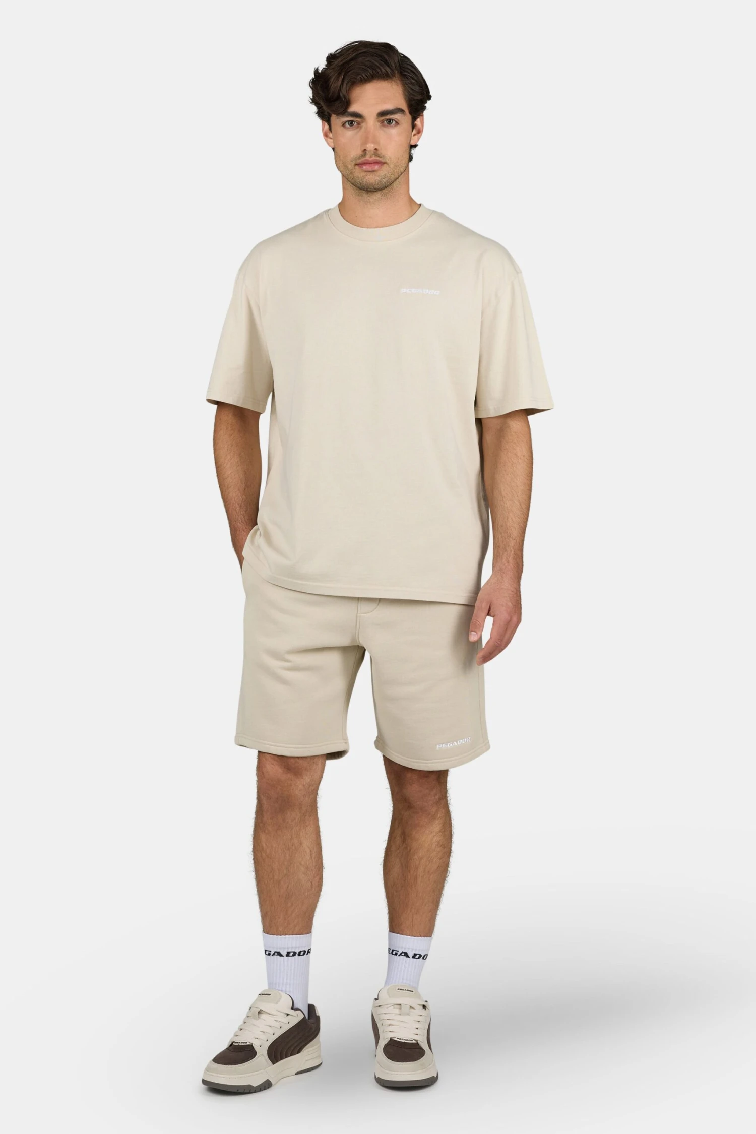 Logo Heavy Sweat Shorts Washed Light Beige White 2 Logo Heavy Sweat Shorts Washed Light Beige White - Image 2