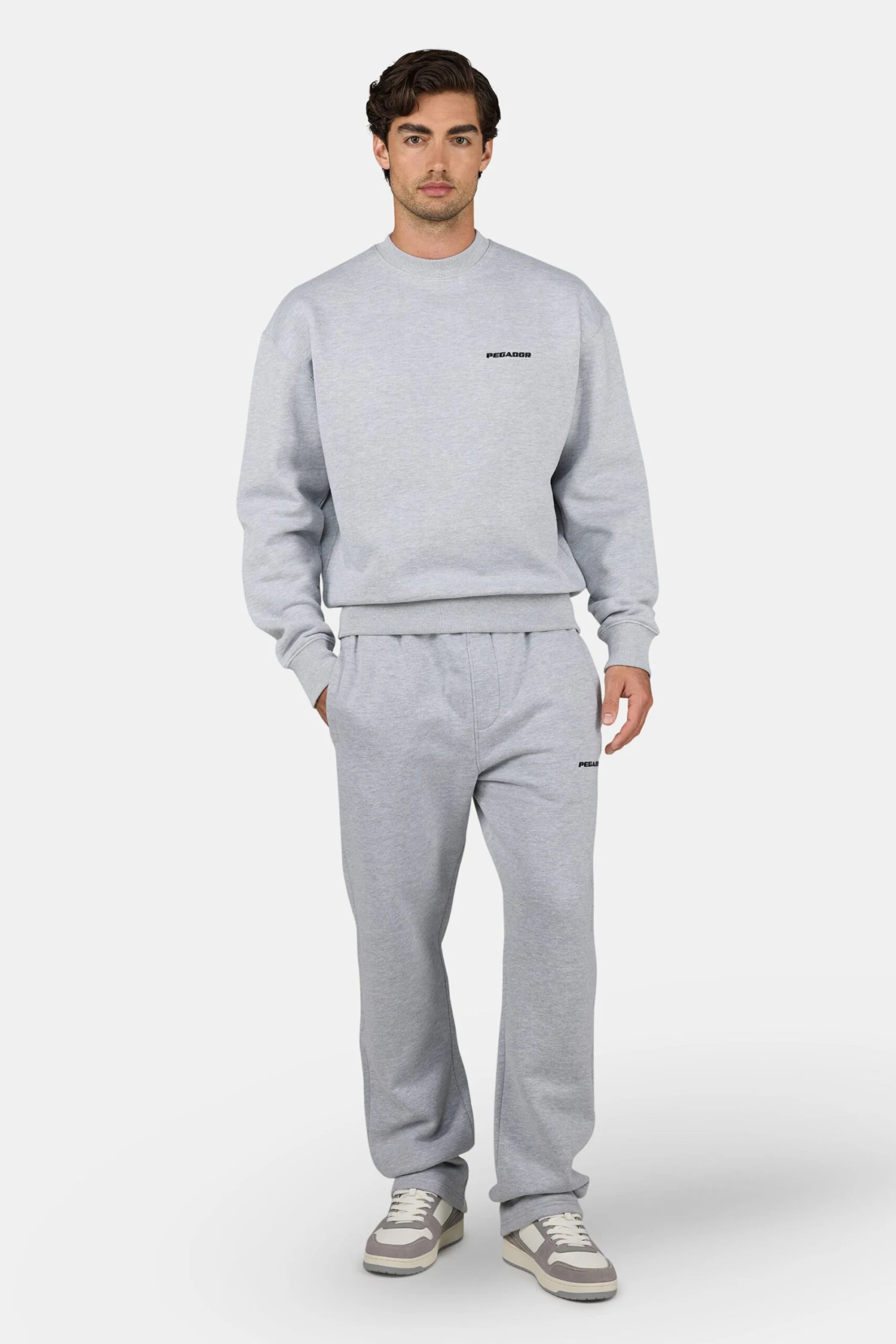 Logo Wide Sweat Pants Heather Grey Black 2 Logo Wide Sweat Pants Heather Grey Black - Image 2