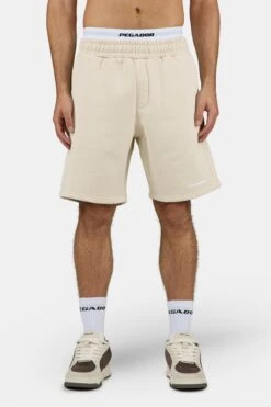 Logo Heavy Sweat Shorts Washed Light Beige White