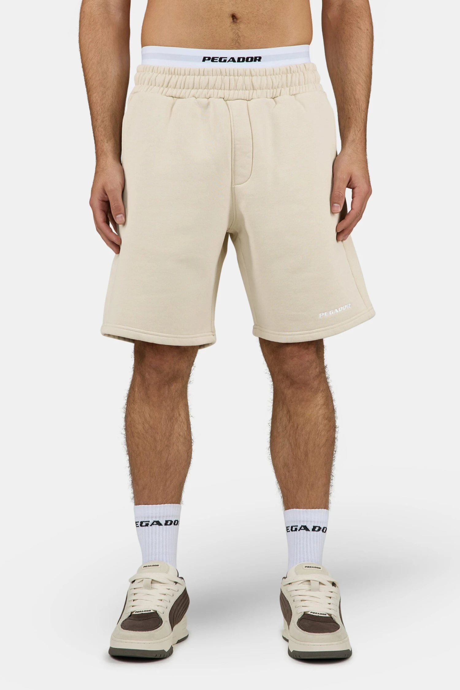 Logo Heavy Sweat Shorts Washed Light Beige White 1 Logo Heavy Sweat Shorts Washed Light Beige White