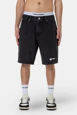 Moores Washed Black Jeans Shorts - Regular Fit Denim
