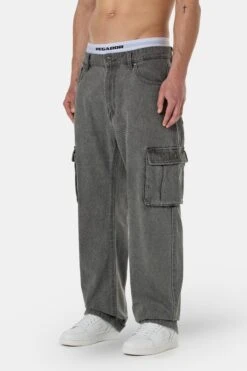 Dawes Cargo Baggy Jeans Washed Grey