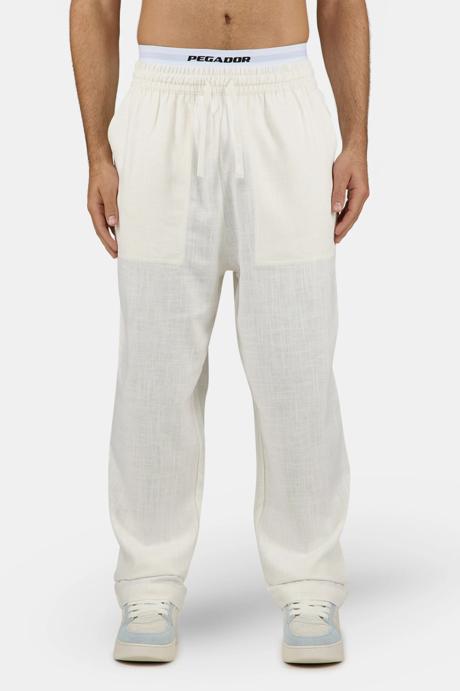 Lavus Wide Linen Pants - Unbleached Relaxed Fit Trousers 1 Lavus Wide Linen Pants - Unbleached Relaxed Fit Trousers