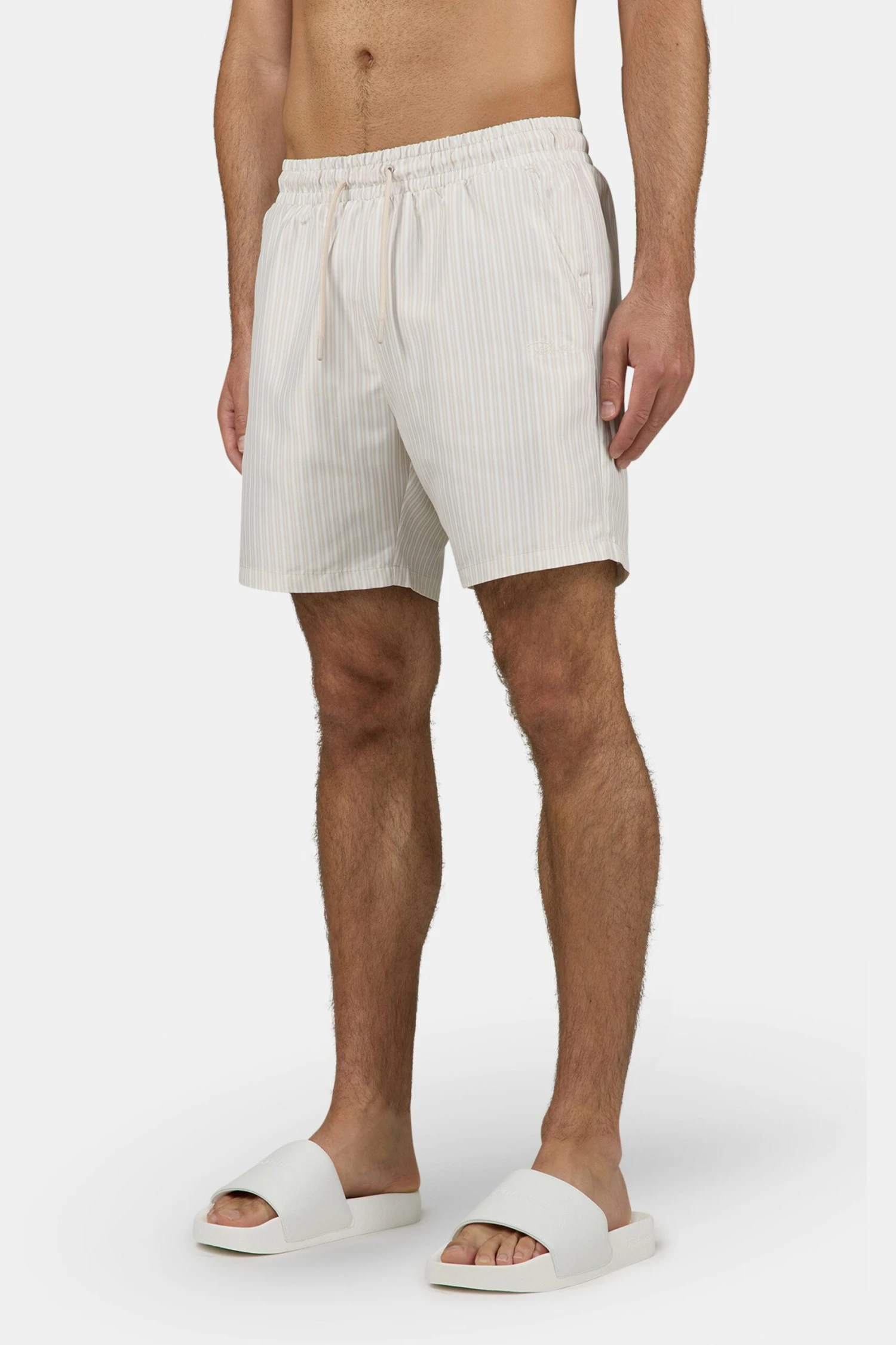 Manoc Swim Shorts Light Beige White Striped - Regular Fit 3 Manoc Swim Shorts Light Beige White Striped - Regular Fit - Image 3