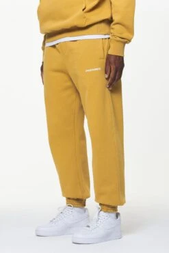 Vintage Washed Mustard Heavyweight Sweat Joggers - Regular Fit -Creps Lockers PGDR BUILD TO LAST PANTS MENS0175