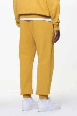 Vintage Washed Mustard Heavyweight Sweat Joggers - Regular Fit -Creps Lockers PGDR BUILD TO LAST PANTS MENS0178