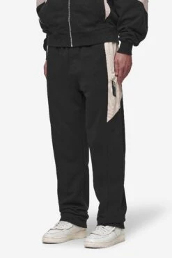 Aderno Wide Sweat Pants Washed Black Light Beige