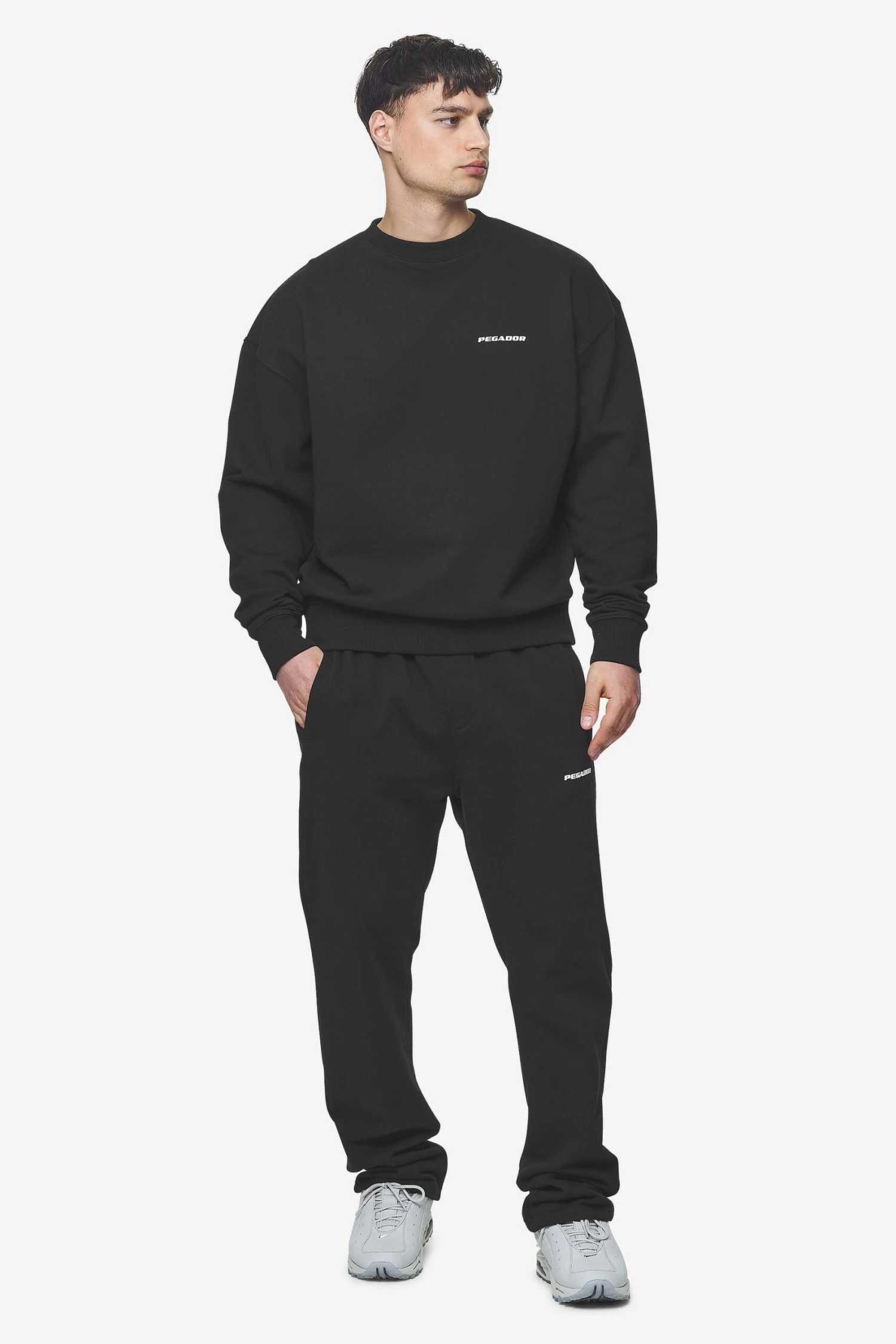 Wide Leg Washed Black Sweatpants with White Gum Detail 2 Wide Leg Washed Black Sweatpants with White Gum Detail - Image 2