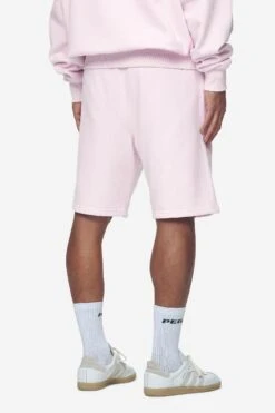Logo Heavy Sweat Shorts Washed Bubblegum White Gum -Creps Lockers PGDR Next Wave E COMMERCE MENS PANTS DAY 25020