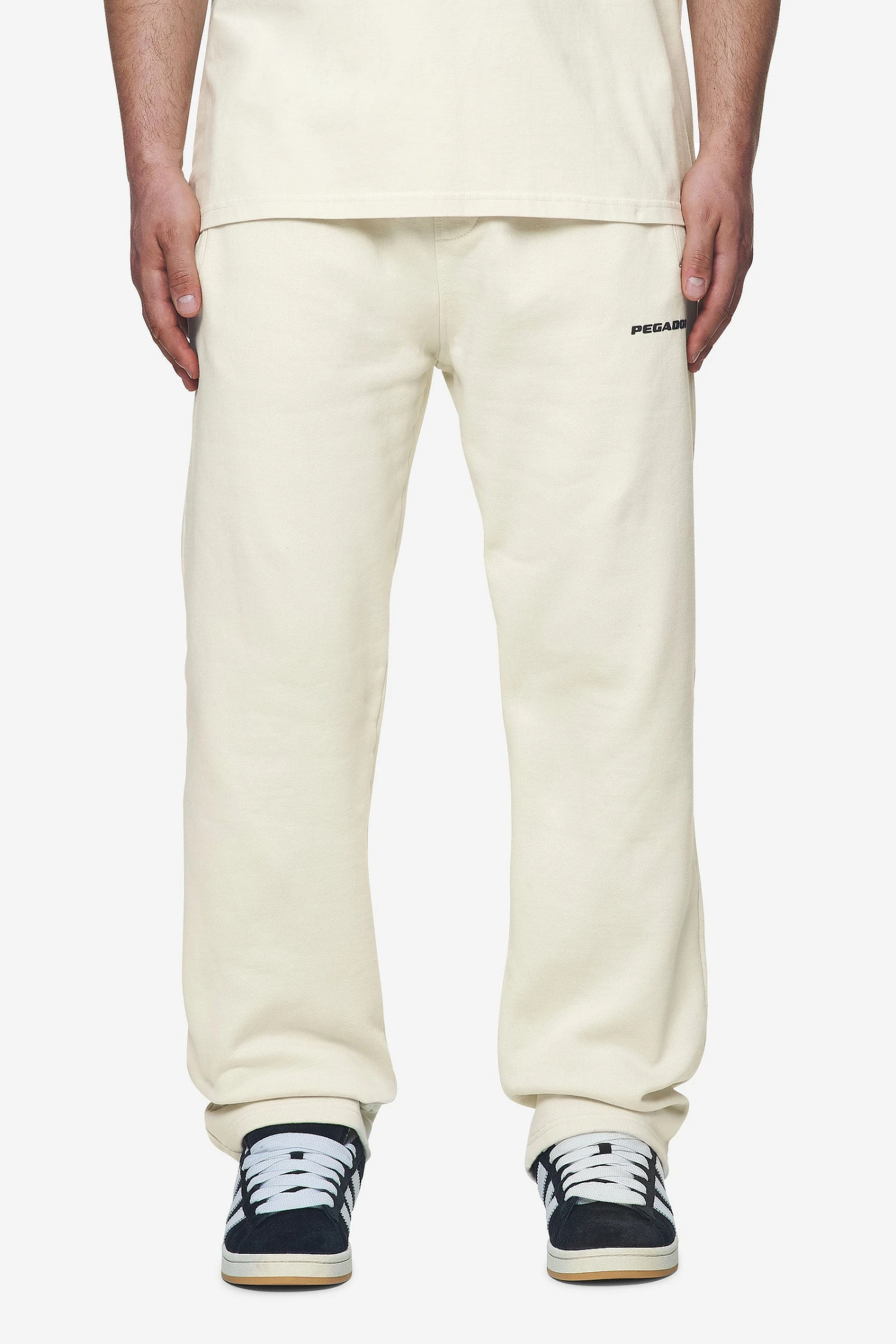 Aleso Logo Wide Sweat Pants - Washed Salty Cream & Black Gum 1 Aleso Logo Wide Sweat Pants - Washed Salty Cream & Black Gum