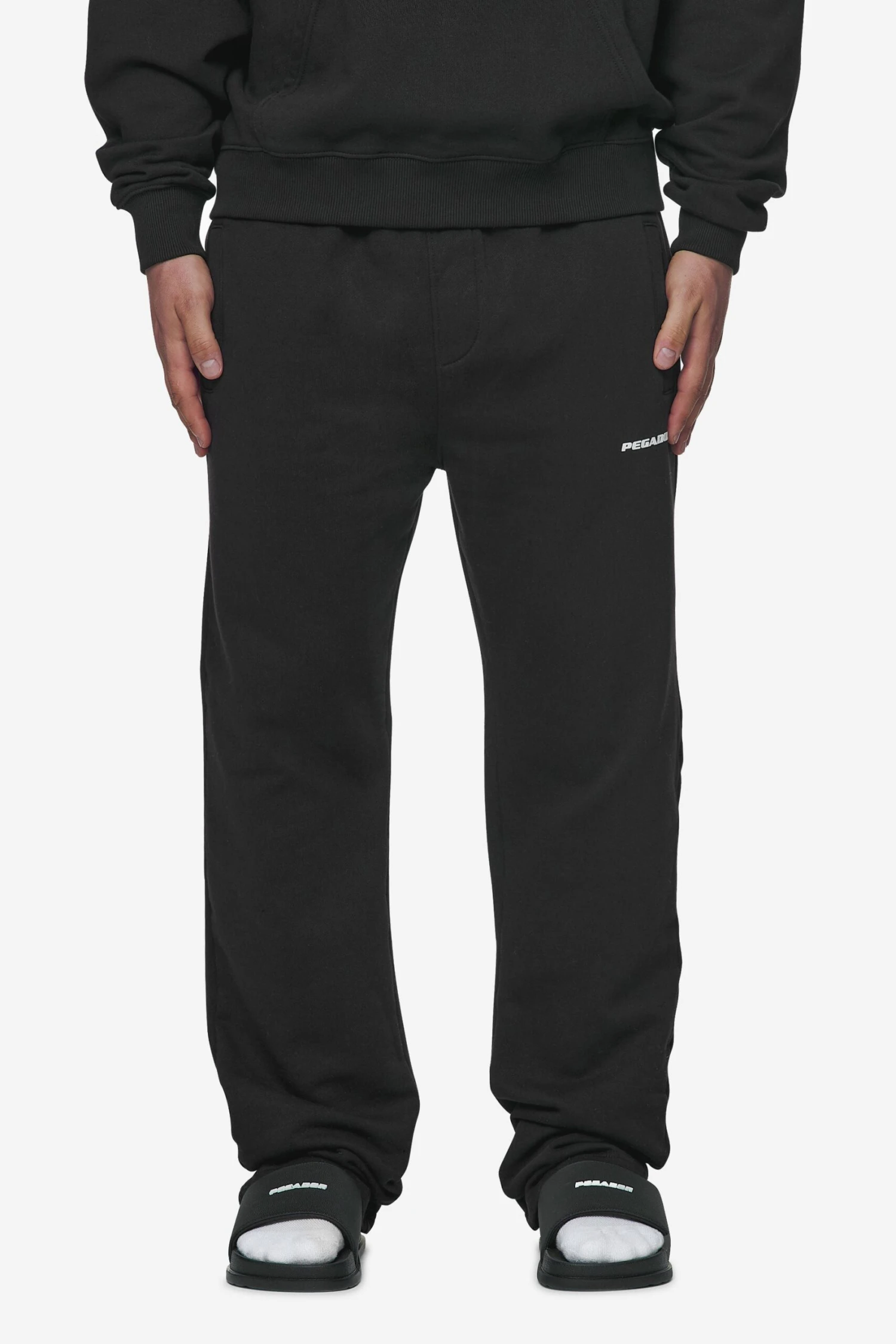 Wide Leg Washed Black Sweatpants with White Gum Detail 1 Wide Leg Washed Black Sweatpants with White Gum Detail