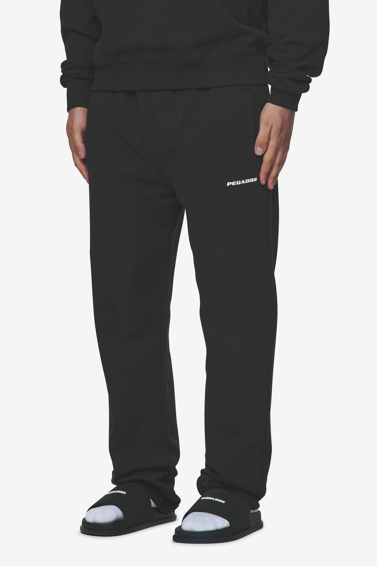 Wide Leg Washed Black Sweatpants with White Gum Detail 3 Wide Leg Washed Black Sweatpants with White Gum Detail - Image 3