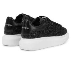 Alexander Mcqueen Raised Sole Black Glitter Trainers -Creps Lockers alexander mcqueen raised sole black glitter trainers side