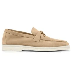 Loro Piana Summer Charms Suede Sandstone Loafers