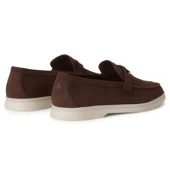Loro Piana Summer Charms Walk Suede Chocolate Loafers -Creps Lockers loro piana summer charms walk suede chocolate loafers fae5444 h026 back side