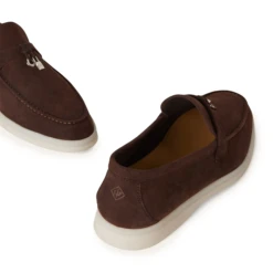 Loro Piana Summer Charms Walk Suede Chocolate Loafers -Creps Lockers loro piana summer charms walk suede chocolate loafers fae5444 h026 detail