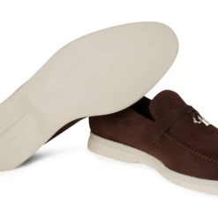 Loro Piana Summer Charms Walk Suede Chocolate Loafers -Creps Lockers loro piana summer charms walk suede chocolate loafers fae5444 h026 sole detail