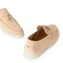 Loro Piana Summer Charms Walk Suede Goatskin Pink Sand Loafers -Creps Lockers loro piana summer charms walk suede goatskin pink sand loafers fae5444 detail 2